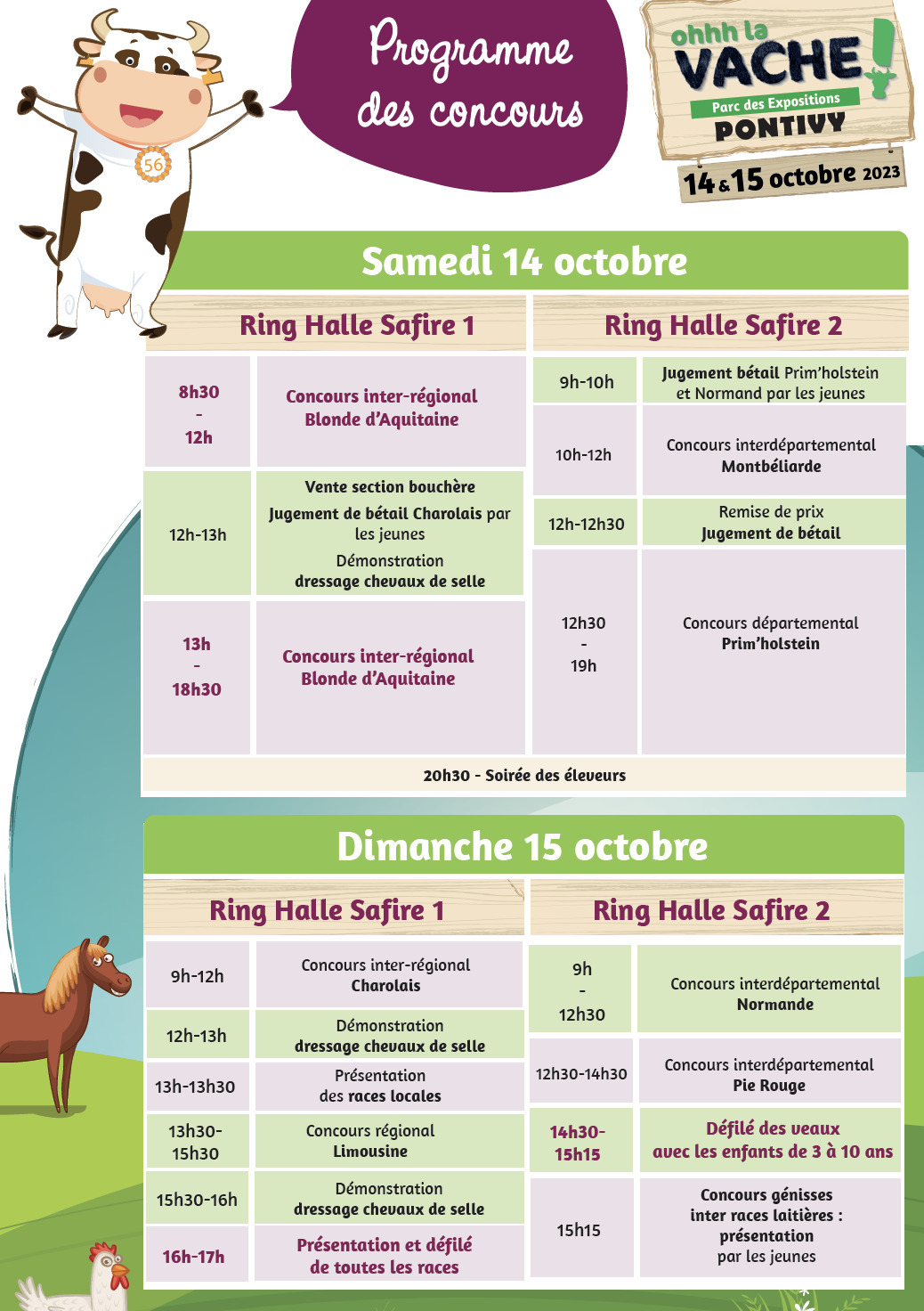 Programme concours bovins 2023